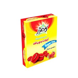 آبنبات بدون قند کامور با طعم توت فرنگی